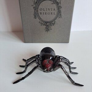 NEW Olivia Riegel Large Black Spider with Red Crystals Jewelry Box